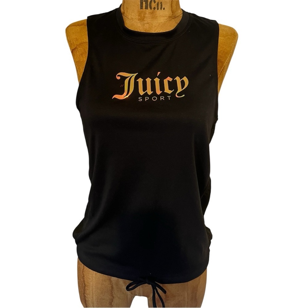 Juicy Couture Black Muscle Tee with Color Changing Logo EUC S